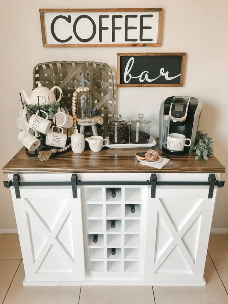 Barn Door Bar Coffee Bar Coffee Bar Table Wine Bar Wine Etsy