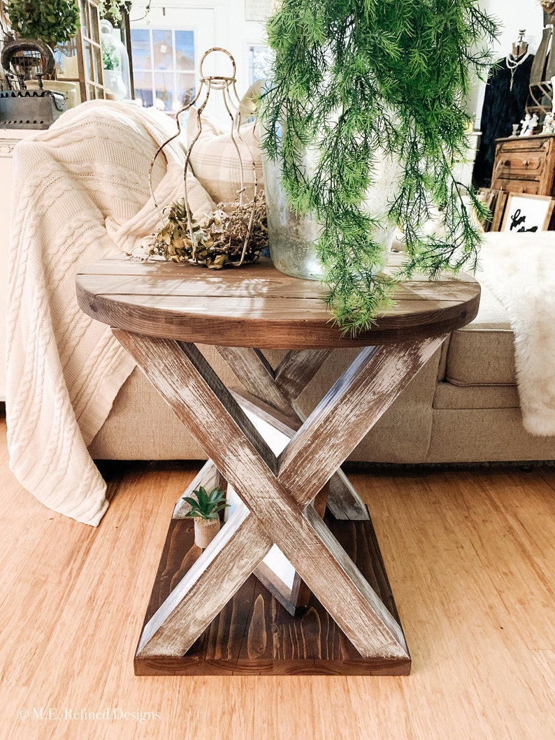 Round Farmhouse X End Table Farmhouse End Table X End Table Etsy