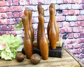 Antique Skittles Antique toy Wood Skittles French Skittles Antique Games Wooden Toy