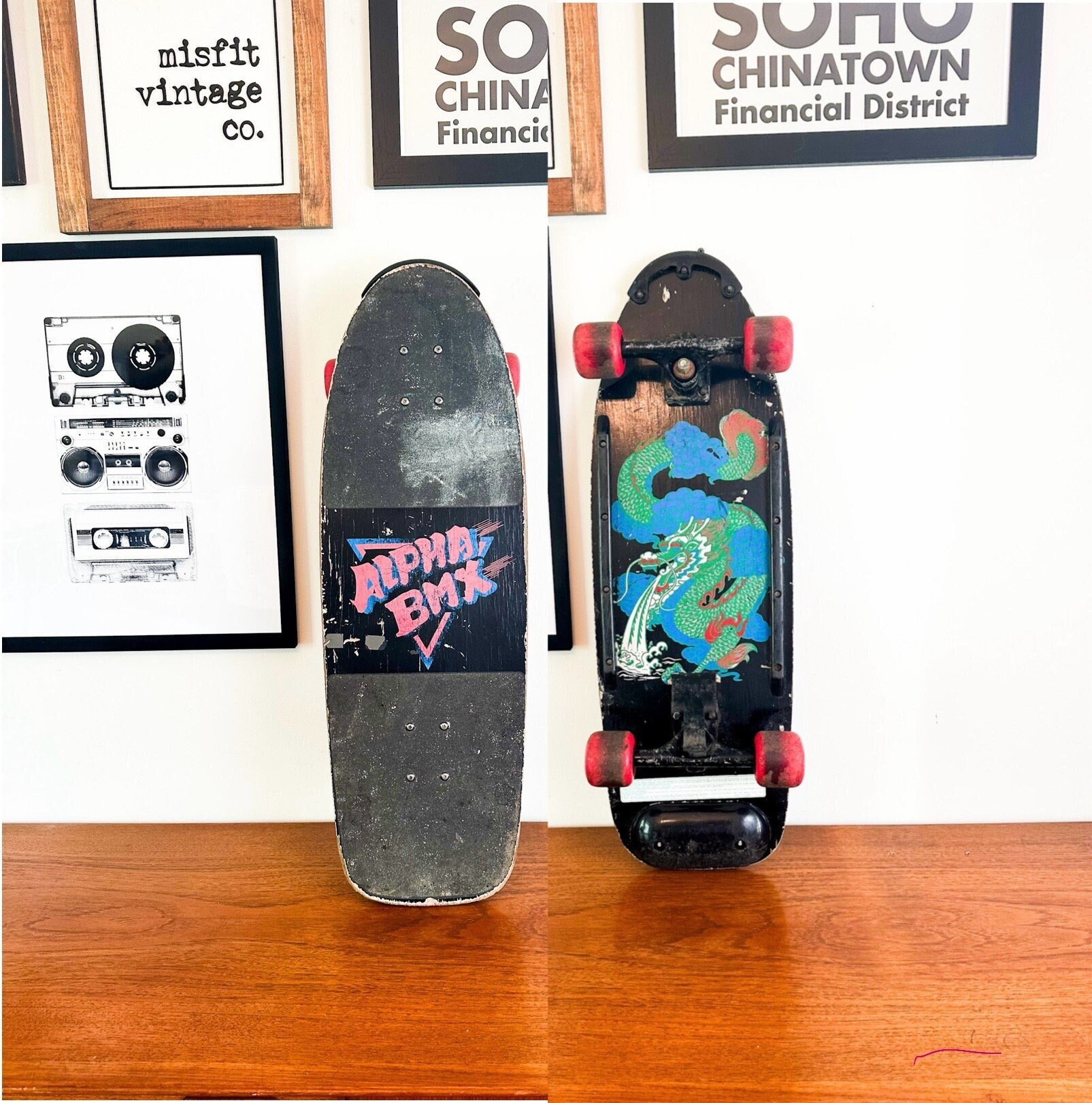 Rare Alpha BMX Dragon Skateboard, Vintage Wall Art, Man Cave
