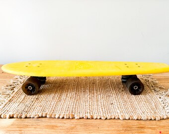 Vintage Yellow Skateboard, RARE CalGlide 380A, Retro Skateboard Man Cave Decor, Old School 1970's Skateboard