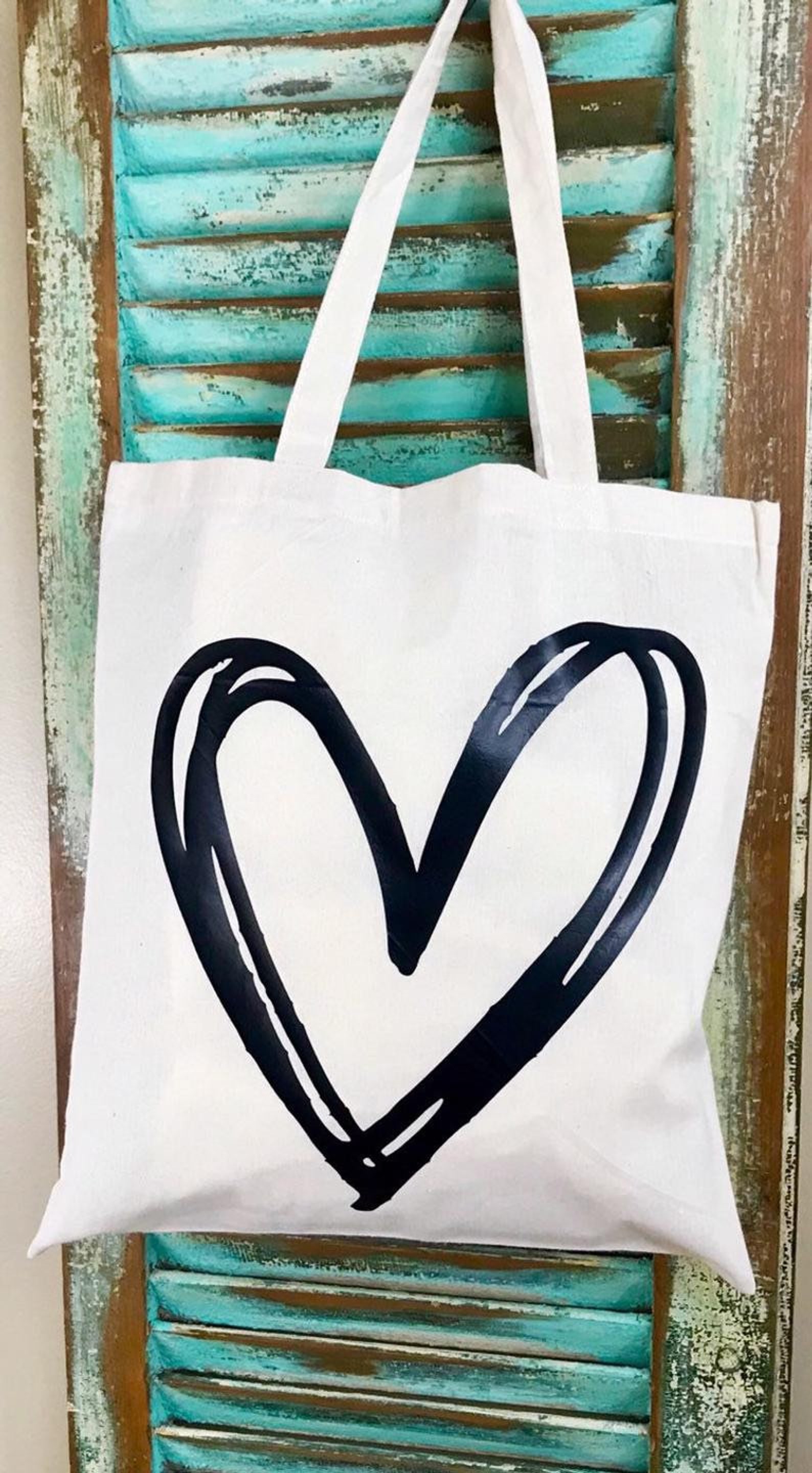 Heart Tote Bag Cotton Canvas Shopping Bag Market Bag Gift Etsy