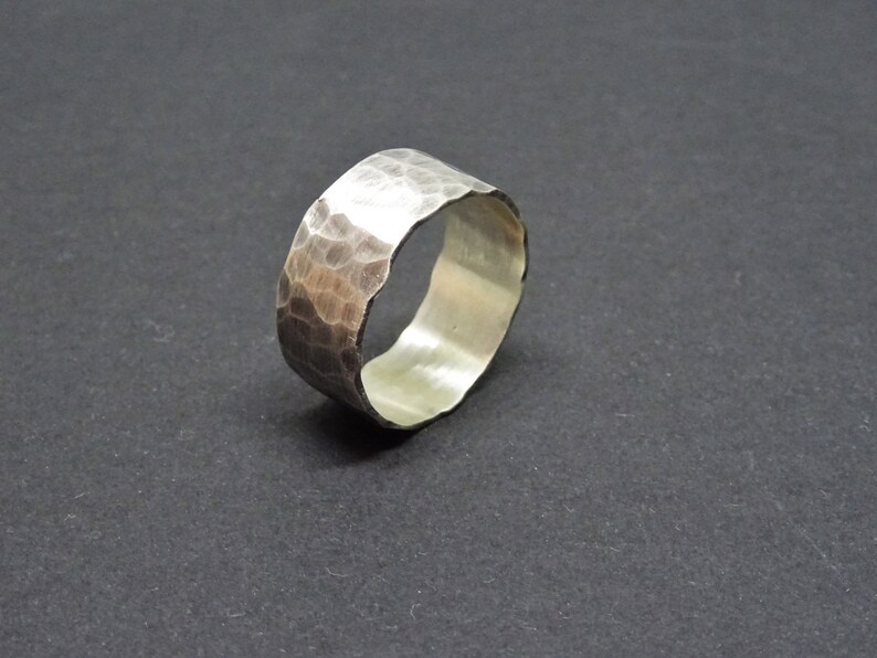 Rustic Ring Mens Gift Simple Ring Mens Wedding Band Promise Ring Thumb Ring Mens Hammered Wide Sterling Silver Ring Chunky Ring