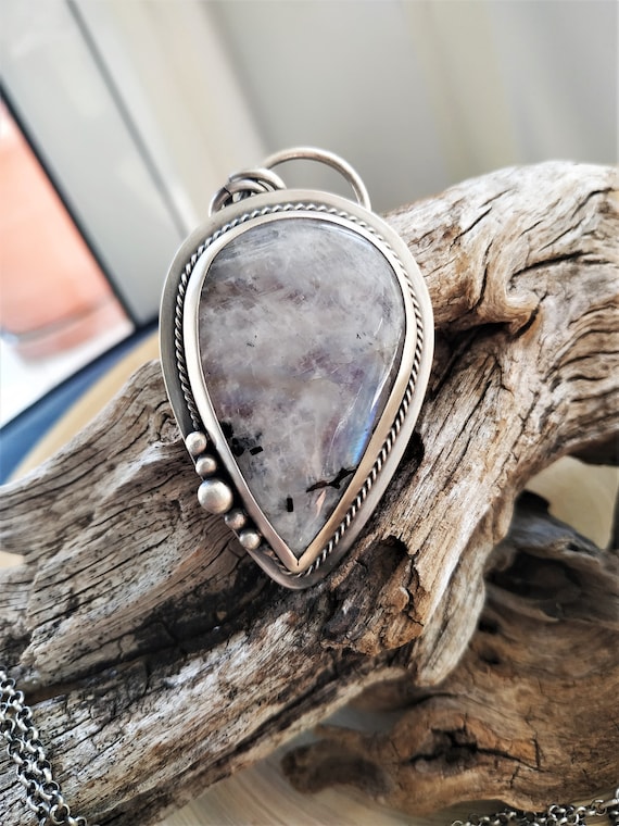 Ciondolo In Pietra Di Luna Arcobaleno: Collana Fatta A Mano In Argento Sterling 925 - Italia - Foto 11