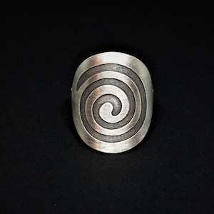 Spiral Motif Women&#39;s ring, Spiral Design Jewelry, Geometric Ring, Boho Hippie Tribal Ring, Bohemian Jewelry, Handmade Sterling Silver Ring