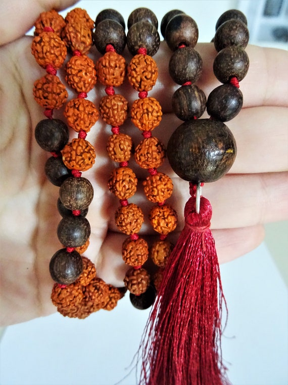Rudraksha Sandalwood 108 Mala Necklace 
