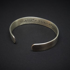 Herren Sterling Silber Personilized Cuff Armband, Rustikal Oxidiert, Minimal Handgemachter Silber Armreif, Schlichtes Cuff Armband, breite Silber Manschette