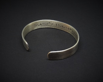Men's Sterling Silver Personilized Cuff Bracelet, Rustic Oxidized, Minimal Handmade Silver Bangle, Plain Cuff Bracelet, Wide Silver Cuff