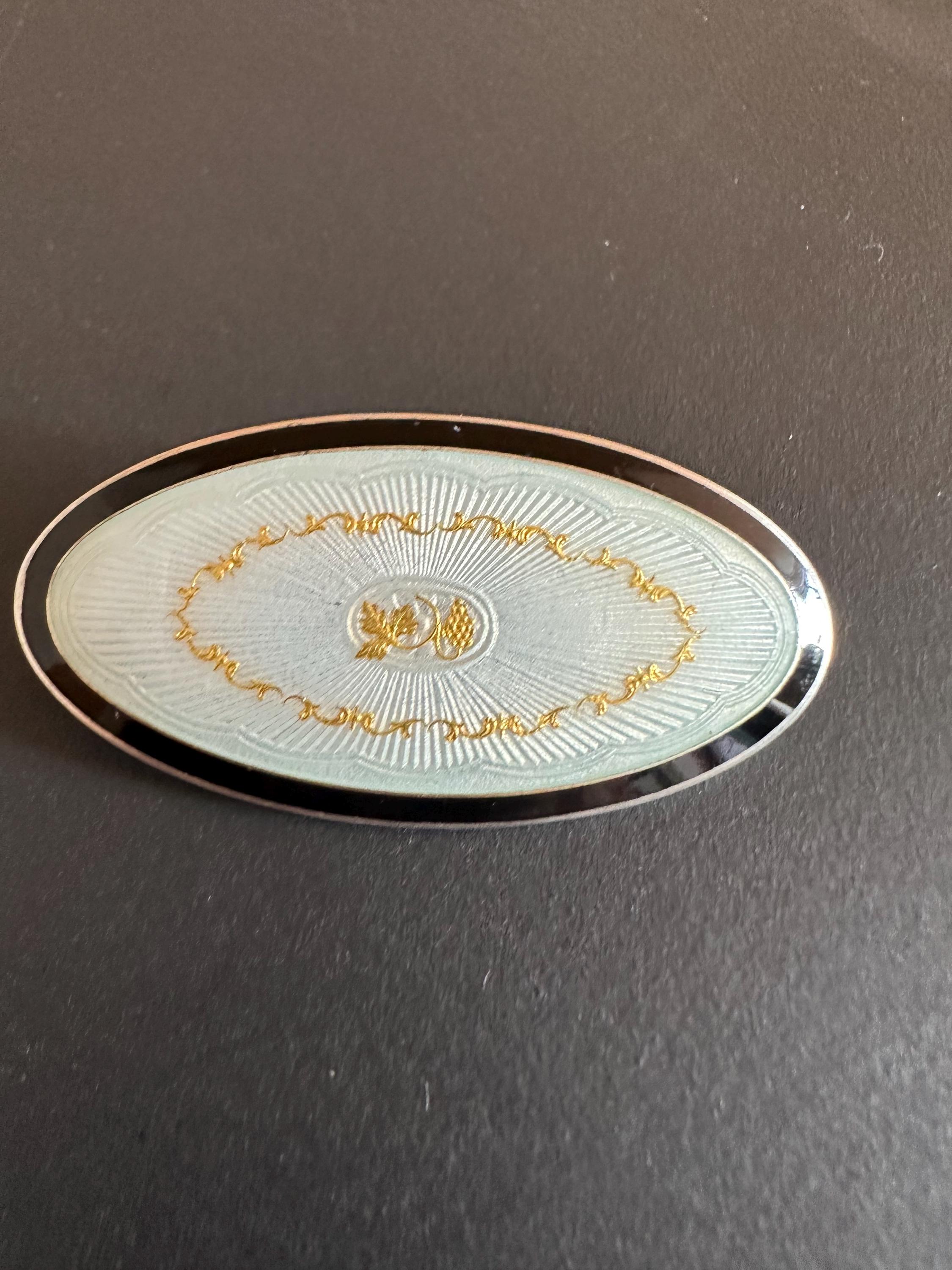 Broche Scandinave HJORTDAHL En Argent Sterling Et émail - Origine Norvège - Parfait état