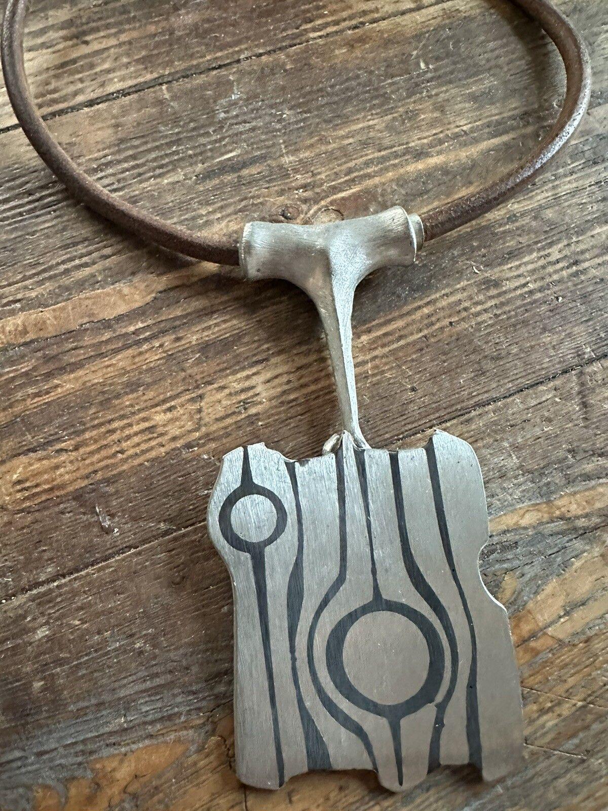 Collier Pendentif En étain Vintage Bjorn Bjørn Norway - Style Rétro Années 70 - Occasion