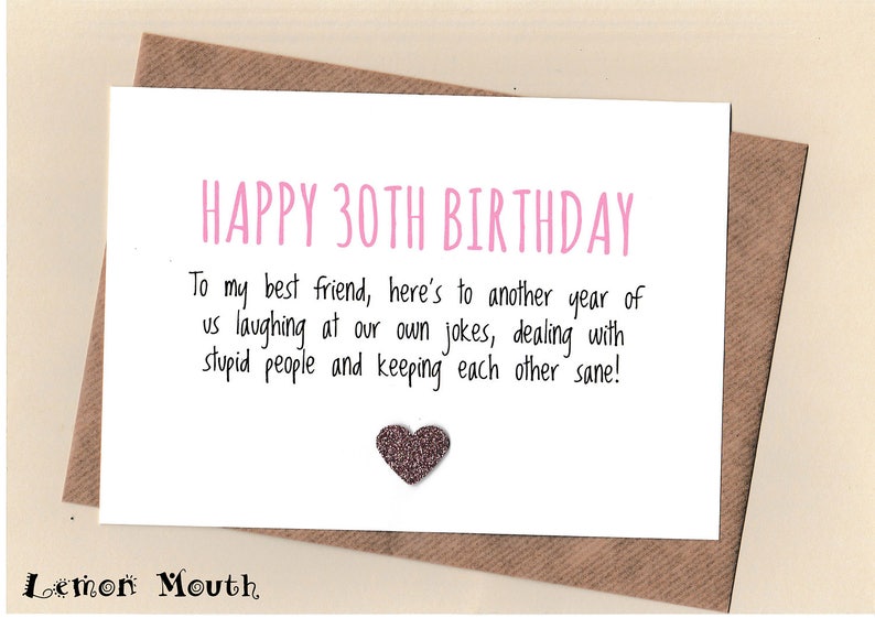 Funny BEST FRIEND 30th Birthday Card 