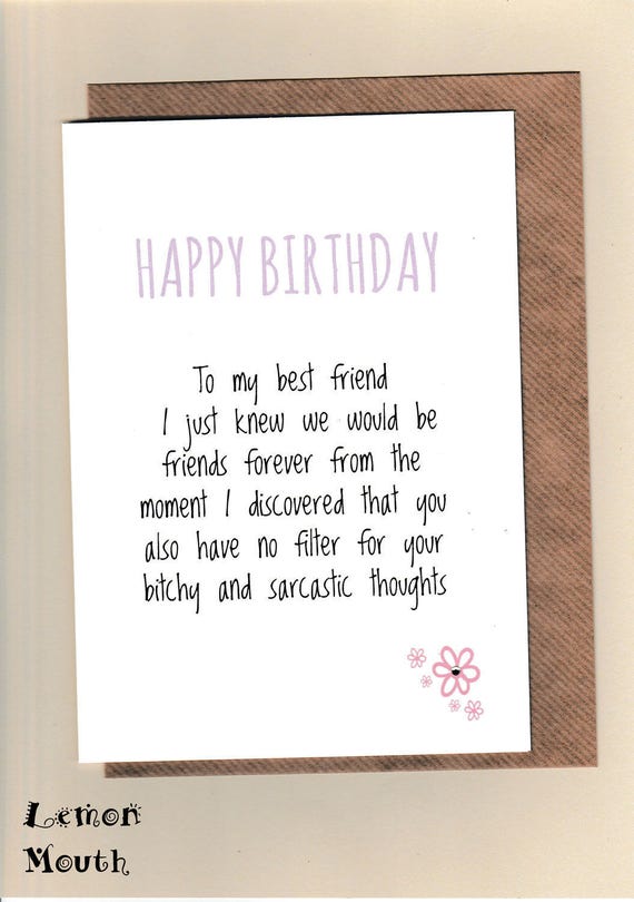 Funny Best Friend Birthday Card/ Bestie /Humour / Banter / | Etsy