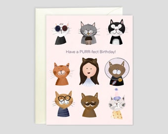 Cute Cat Birthday Card - Birthday Cats, Cat Lover, Cat Mom, Funny Cat Card, Cat Owner Card