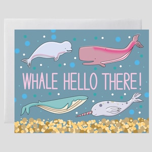 Carte baleine juste parce que - carte béluga, carte narval, carte baleine bleue, carte cachalot, carte de jeu de mots, carte baleine amusante, carte baleine mignonne