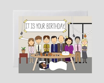 The Office Birthday Card - The Office TV Show Card, Dunder Mifflin Card, It is Your Birthday Card, Michael Dwight Jim Pam Card, Birthday