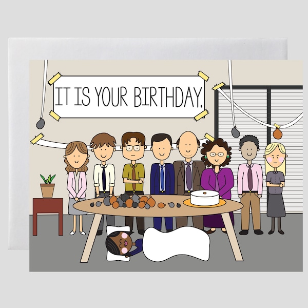 The Office Birthday Card - The Office TV Show Card, Dunder Mifflin Card, It is Your Birthday Card, Michael Dwight Jim Pam Card, Birthday