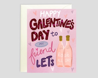 Galentine's Day Card - Rose Galentine's Day Card, Friendship Card, Best Friends Card, Love Card, Valentine's Day Card