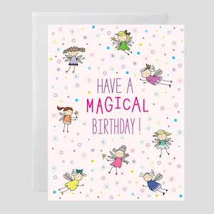 Carte d'anniversaire fée - magie, anniversaire d'enfants, carte d'anniversaire de fille, carte d'anniversaire d'enfant amusante, carte d'anniversaire mignonne, carte d'anniversaire magique