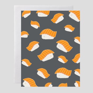 Salmon Sushi Notecard Sushi Card, Sashimi Card, Salmon Sashimi Card, Nigiri Card, Food Card image 1