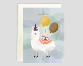 Birthday Card - Llama Birthday Card, Fun Llama Card, Llama Lover Card, Cute Llama Party, Llama Themed