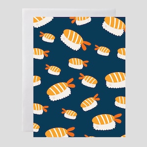 Ebi Sushi Notecard - Sushi Card, Ebi Card, Sashimi Card, Shrimp Card, Prawn Card, Food Card, Notecard