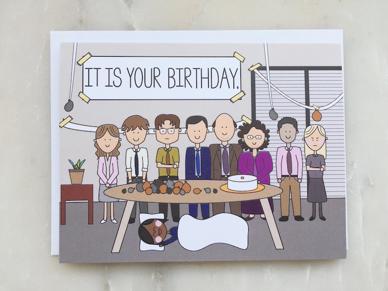 The Office Birthday Card The Office TV Show Card, Dunder Mifflin Card, It is Your Birthday Card, Michael Dwight Jim Pam Card, Birthday image 3
