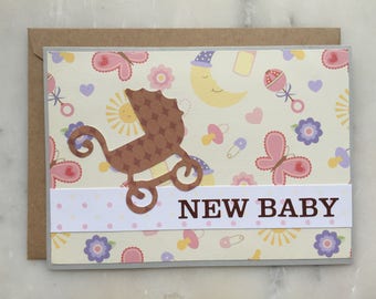 Baby Carriage Card - Baby Card, Newborn Card, Baby Shower Card, Expecting Card