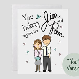 Carte de série télévisée The Office - Pam and Jim, Dunder Mifflin, Love, Anniversary, fiançailles, mariage