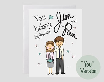 Tarjeta del programa de televisión The Office: tarjeta de Pam y Jim, tarjeta de Dunder Mifflin, tarjeta de amor, tarjeta de aniversario, tarjeta de compromiso, tarjeta de boda