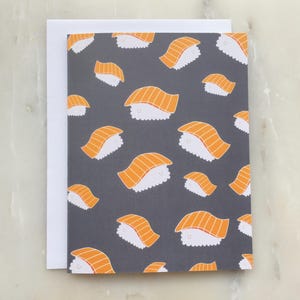 Salmon Sushi Notecard Sushi Card, Sashimi Card, Salmon Sashimi Card, Nigiri Card, Food Card image 2