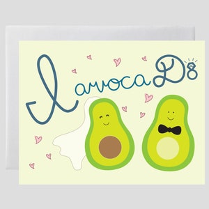 Tarjeta de boda con aguacate - Tarjeta con aguacate, I avocaDo, Tarjeta de boda, Tarjeta de amor, Tarjeta de votos, Tarjeta de sí, Tarjeta de comida