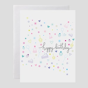 Cartão de aniversário divertido - Cartão de feliz aniversário, Cartão divertido, Cartão de bolo, Cartão de cupcake, Cartão de balão, Cartão de chapéu de festa, Cartão de aniversário exclusivo