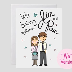 Carte de série télévisée The Office - Pam and Jim, Dunder Mifflin, Love, Anniversary, fiançailles, mariage