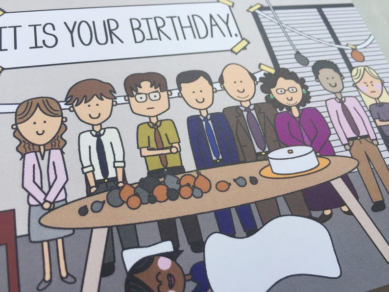 The Office Birthday Card The Office TV Show Card, Dunder Mifflin Card, It is Your Birthday Card, Michael Dwight Jim Pam Card, Birthday image 5