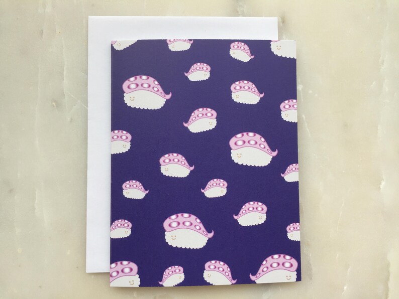 Tako/Octopus Sushi Notecard Sushi Card, Sashimi Card, Food Card, Octopus Card image 2