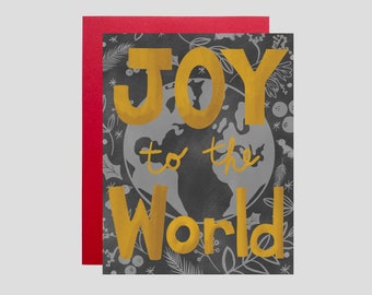 CHRISTMAS CARDS, Joy to the World Christmas Card, Merry Christmas Card, Holiday Carol Card, Christmas Peace Card, Christmas Song Card