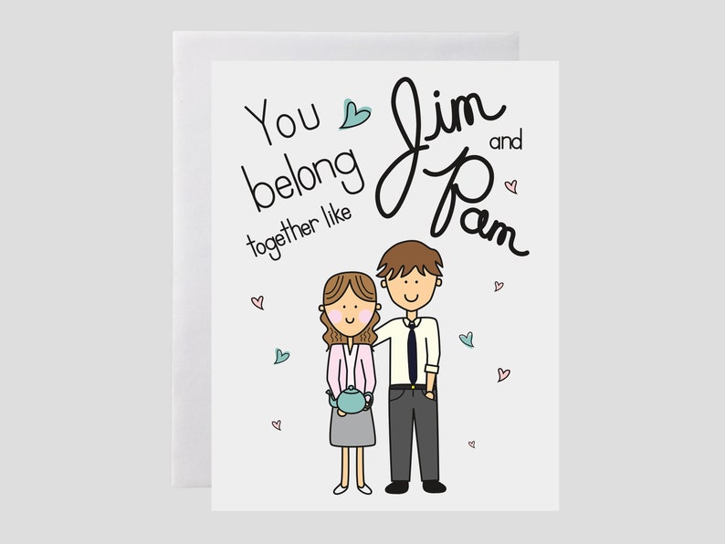 The Office TV Show Card Pam and Jim Card, Dunder Mifflin Card, Love Card, Anniversary Card, Engagement Card, Wedding Card image 2