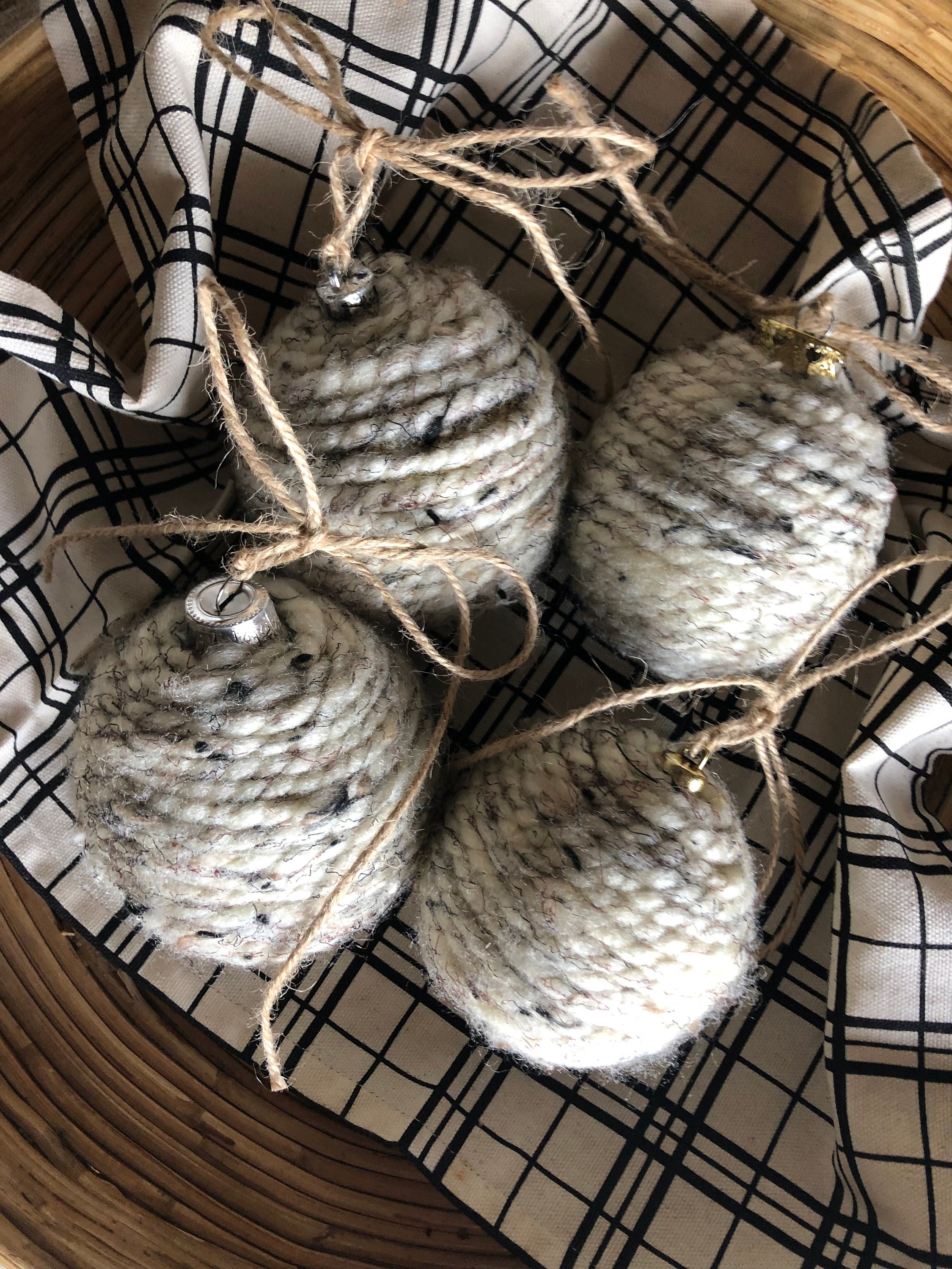 Christmas Yarn Ornaments set of 6 preorder Etsy