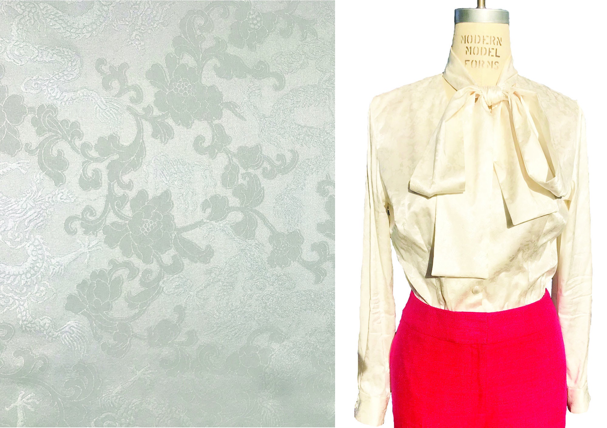 White Floral Brocade Silk Fabric by the Yard - Etsy UK