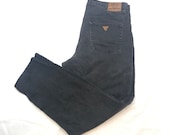 Vintage 90s - Guess Jeans - Sm Logo - Black Denim Jeans 32x36 - 90s Retro Throwback Streetwear- Free Shipping