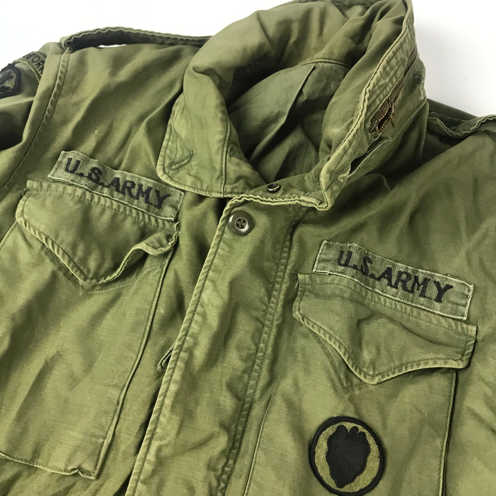 Vintage US Army Military Fatigue Olive Airborne Jacket Size Etsy