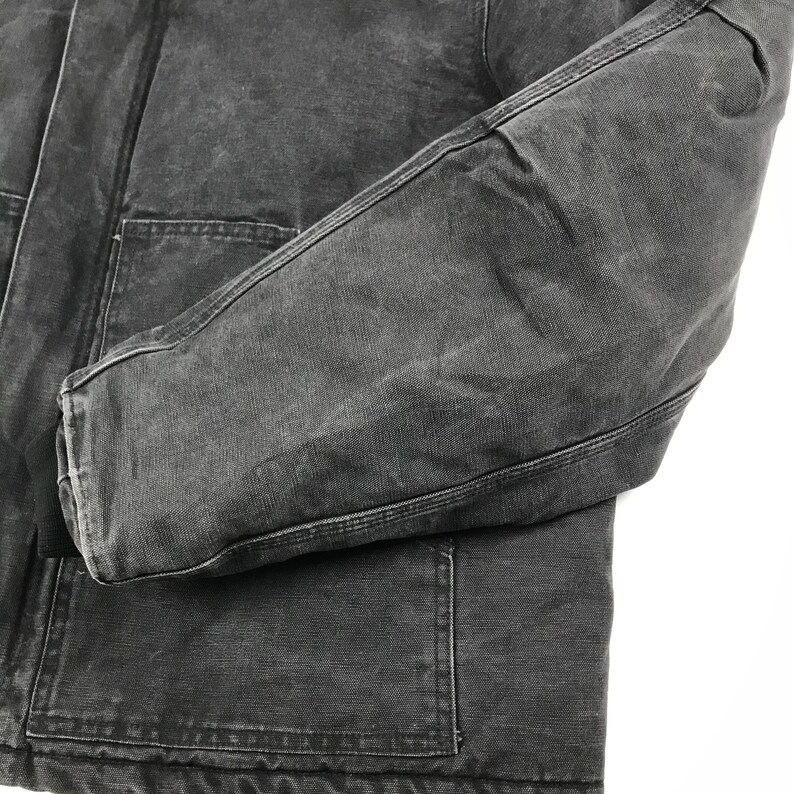 Size XL Vintage Carhartt Faded Black Jacket w Corduroy Collar