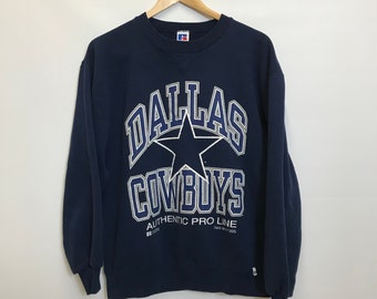 Vintage 90s Pro Line - DALLAS COWBOYS - Big 1995 Logo Print - Navy Crewneck Sweater - Large