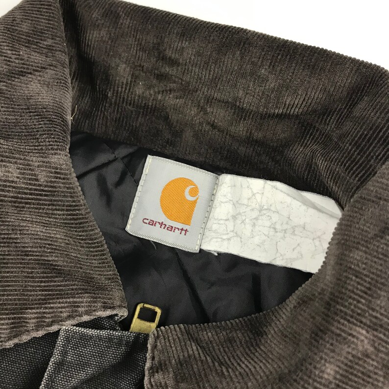 Size XL Vintage Carhartt Faded Black Jacket w Corduroy Collar