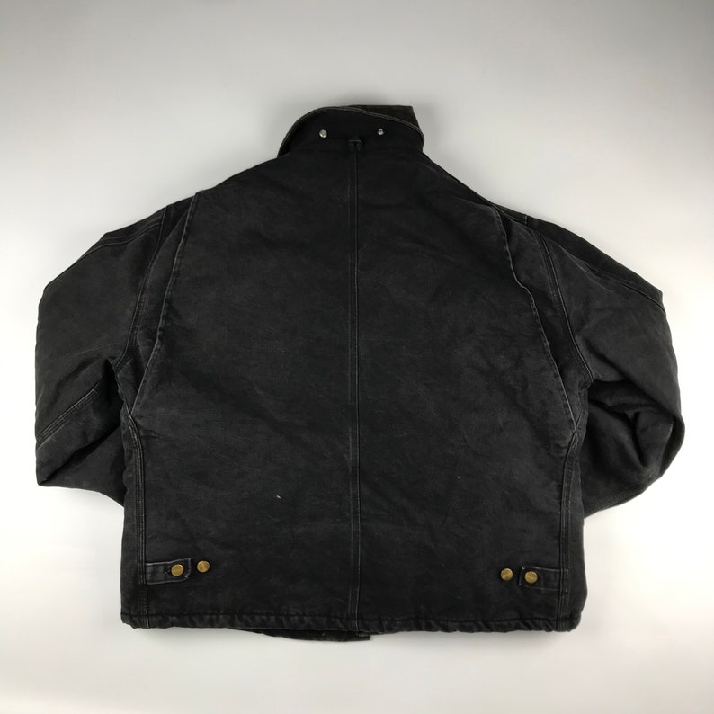 Size XL Vintage Carhartt Faded Black Jacket w Corduroy Collar