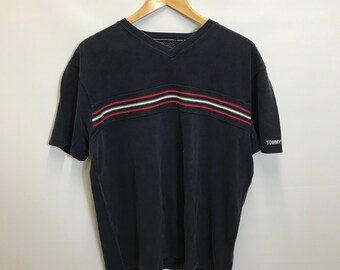 Vintage Tommy Hilfiger - Tommy Jeans - Navy Striped T-Shirt - Large
