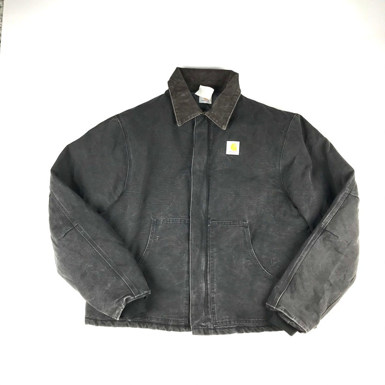 Size XL Vintage Carhartt Faded Black Jacket w Corduroy Collar