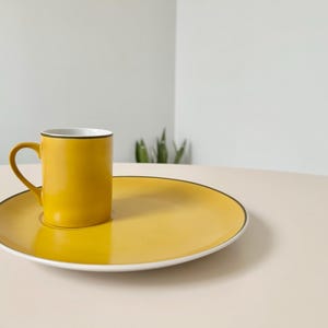Vintage Schmid International LaGardo Tackett Porcelain Mustard Coffee & Cake Set (Japan)