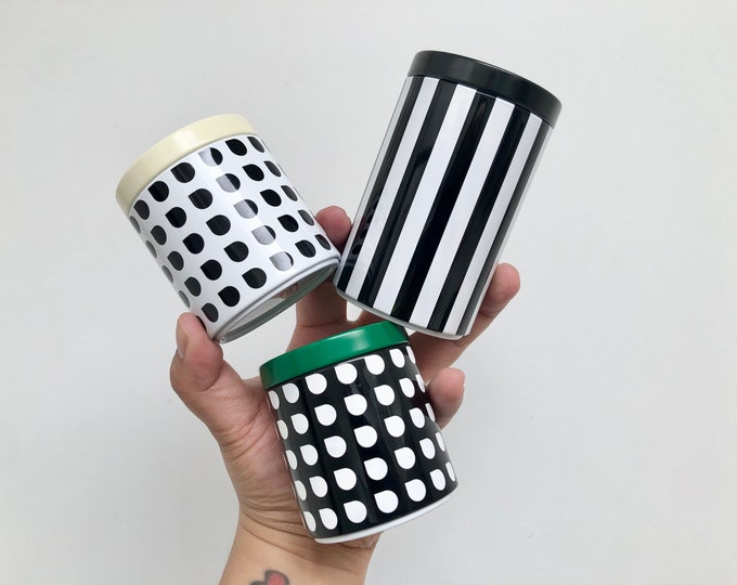 Modern IKEA Stripe and Dot Art Canisters Etsy