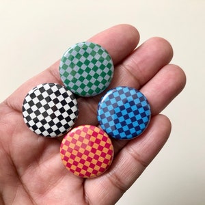 Modern Checkered Button / Pin Set